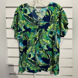 Tommy Bahama Tropical Leaf Print Lace-Up Top‎